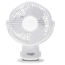 Adler Rechargeable fan with clip | AD 7335 | Table Fan | 6 W | Diameter 12.7 cm | Number of speeds 3 | Oscillation | White